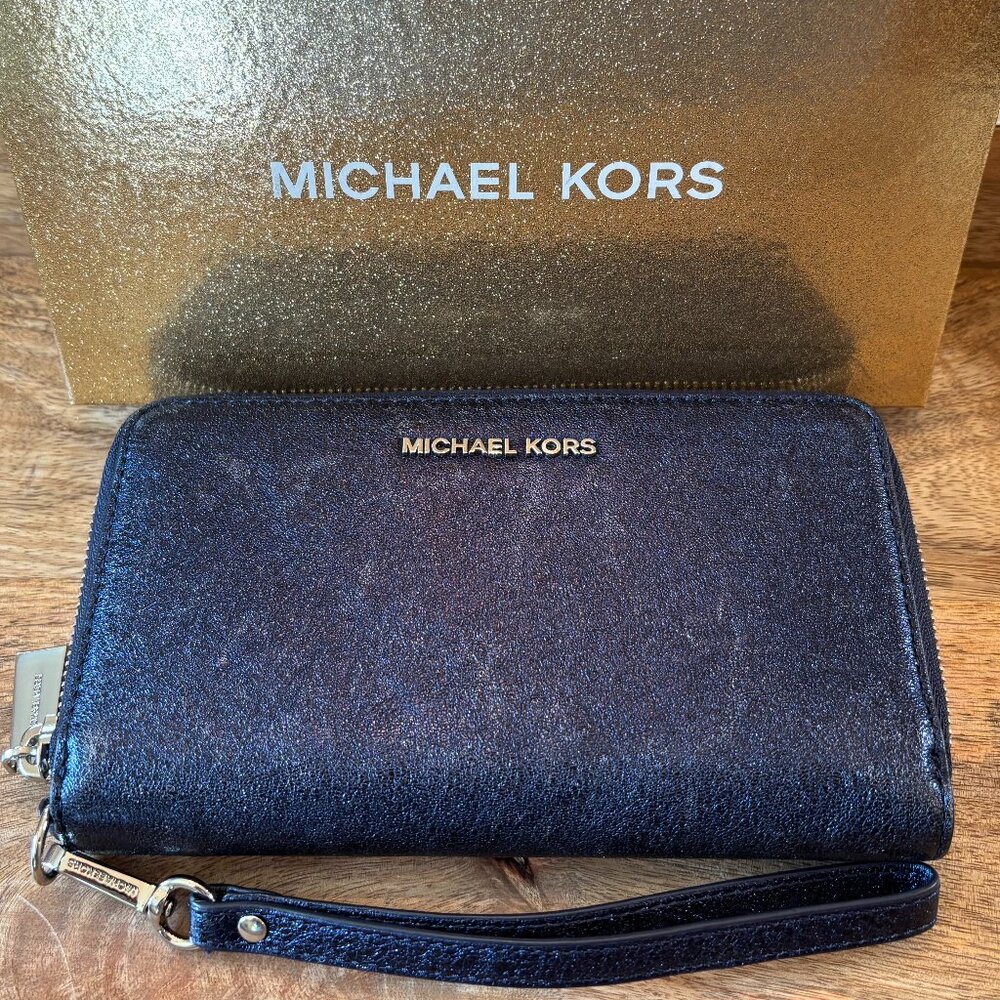 Michael Kors Navy Glitter Multifunction Phone Case, Wallet and Wrislet